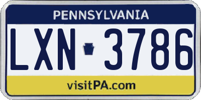 PA license plate LXN3786