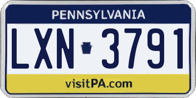 PA license plate LXN3791