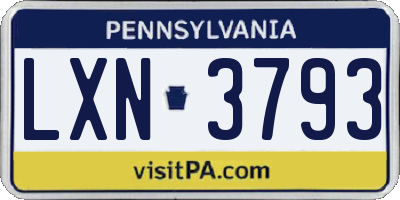 PA license plate LXN3793