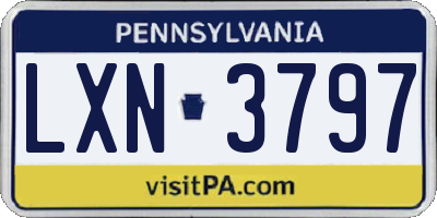 PA license plate LXN3797