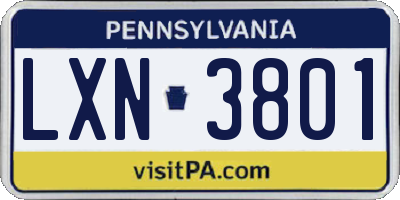 PA license plate LXN3801