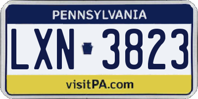 PA license plate LXN3823