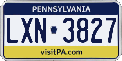PA license plate LXN3827