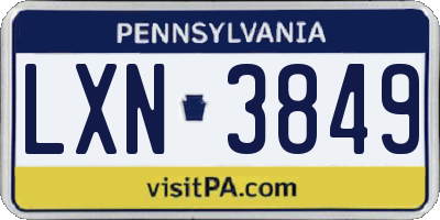 PA license plate LXN3849
