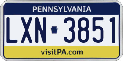 PA license plate LXN3851