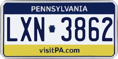 PA license plate LXN3862