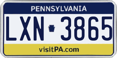PA license plate LXN3865