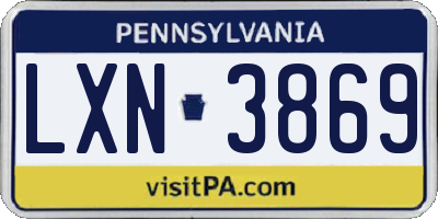 PA license plate LXN3869