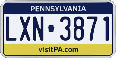 PA license plate LXN3871