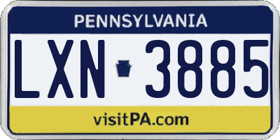 PA license plate LXN3885