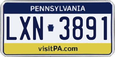 PA license plate LXN3891