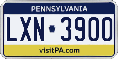 PA license plate LXN3900