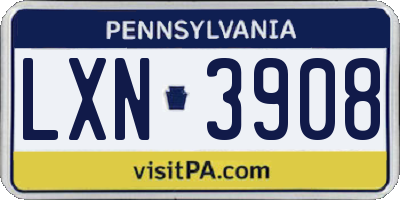 PA license plate LXN3908