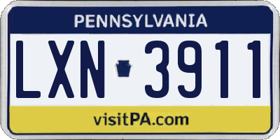 PA license plate LXN3911
