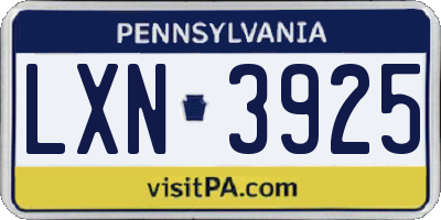 PA license plate LXN3925