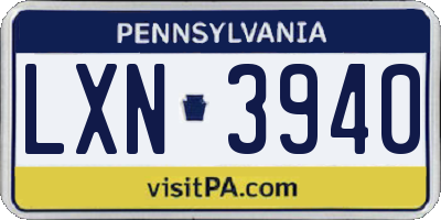 PA license plate LXN3940