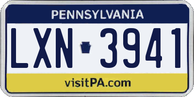 PA license plate LXN3941