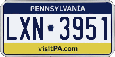 PA license plate LXN3951
