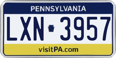 PA license plate LXN3957