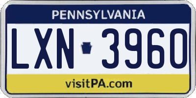 PA license plate LXN3960