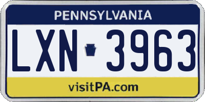 PA license plate LXN3963