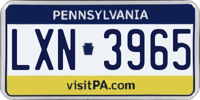 PA license plate LXN3965