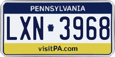 PA license plate LXN3968
