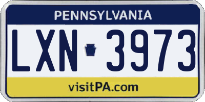PA license plate LXN3973