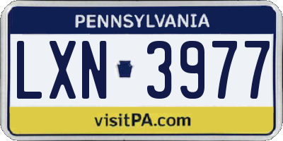 PA license plate LXN3977