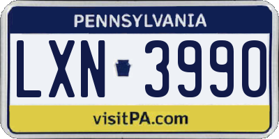 PA license plate LXN3990
