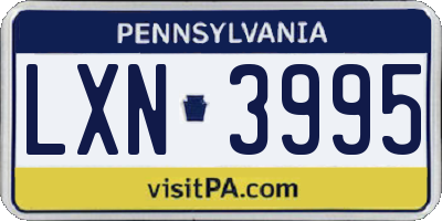PA license plate LXN3995