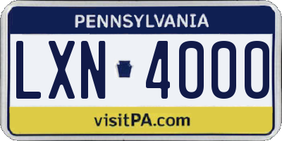 PA license plate LXN4000