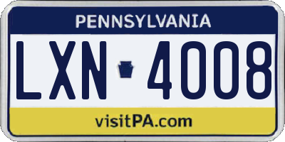 PA license plate LXN4008