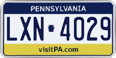 PA license plate LXN4029