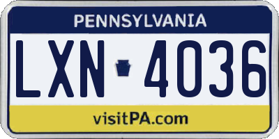 PA license plate LXN4036