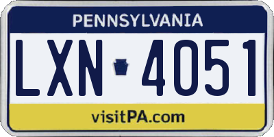 PA license plate LXN4051