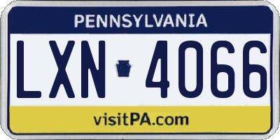 PA license plate LXN4066