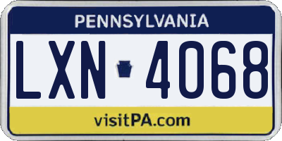 PA license plate LXN4068