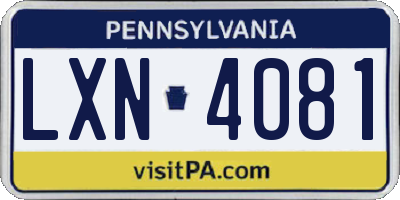 PA license plate LXN4081
