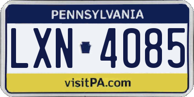 PA license plate LXN4085