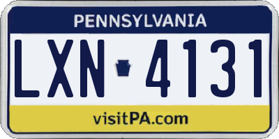 PA license plate LXN4131