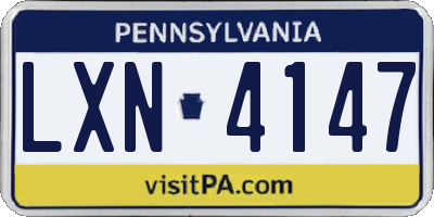 PA license plate LXN4147