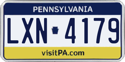 PA license plate LXN4179