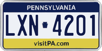 PA license plate LXN4201