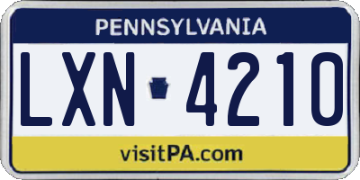 PA license plate LXN4210