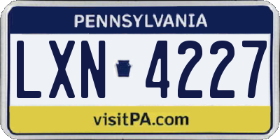 PA license plate LXN4227