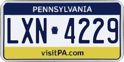 PA license plate LXN4229