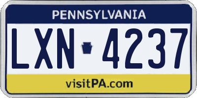 PA license plate LXN4237