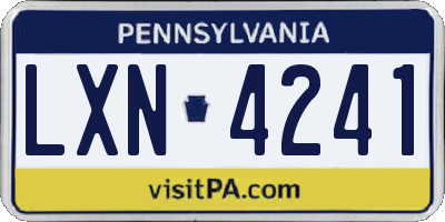 PA license plate LXN4241