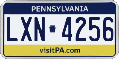 PA license plate LXN4256